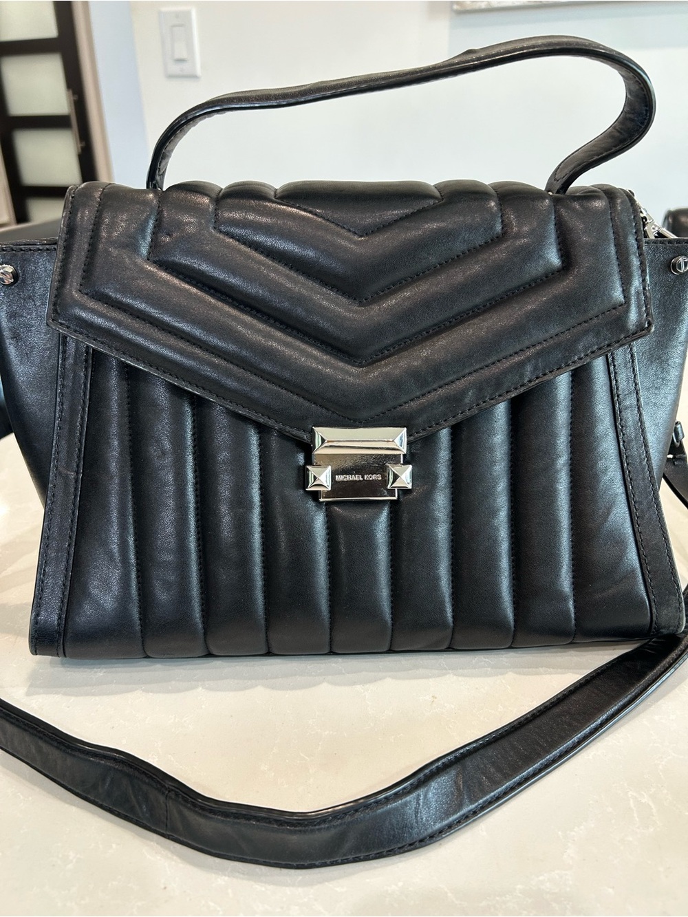 Michael Kors Black Quilted Leather Top-Handle Satchel